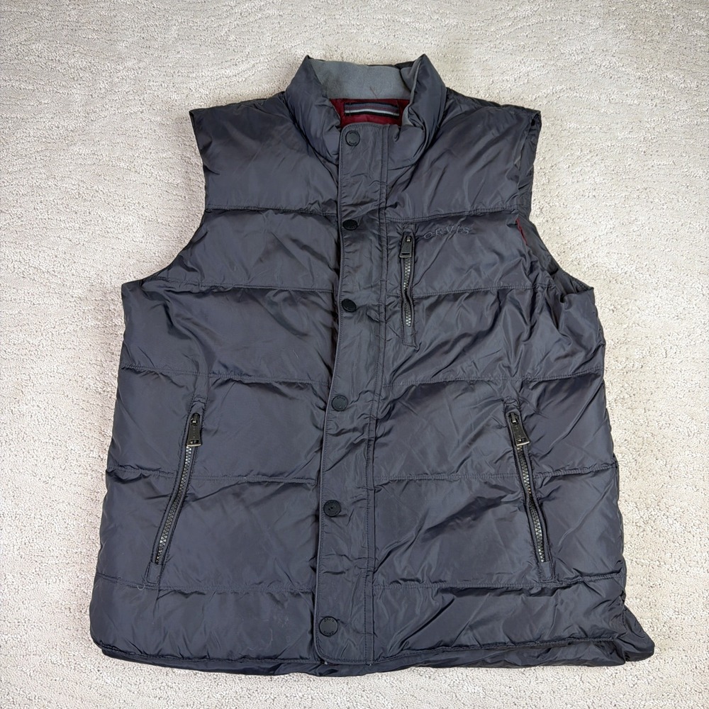 Men's Orvis Medium Goose‎ Down Grey Puffer Full Zip Best